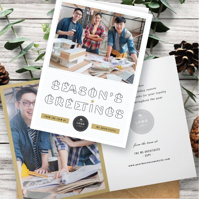 Cartão De Festividades Clips de Papel saudações da temporada Grades Azuis (Criador carregado)