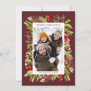 Cartão De Festividades Cloridrato de água tradicional floral + natal fol
