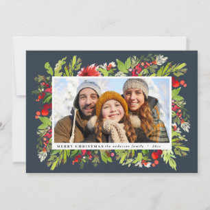 Cartão De Festividades Cloridrato de água tradicional floral + natal fol