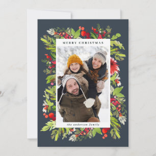 Cartão De Festividades Cloridrato de água tradicional floral + natal fol