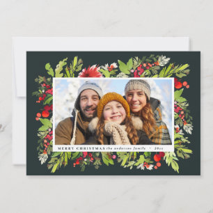 Cartão De Festividades Cloridrato de água tradicional floral + natal foli