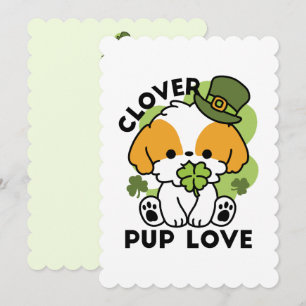 Cartão De Festividades Clover Pup Love – Design de Cachorro do Dia de São