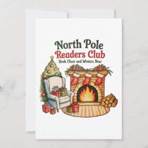 Cartão De Festividades Clube de Leitores do Polo Norte Livros de Natal Am