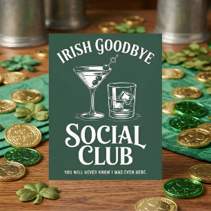 Cartão De Festividades Clube Social do Adeus Irlandês Bebida Humor