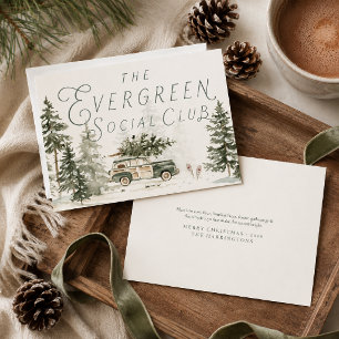 Cartão De Festividades Clube Social Evergreen Natal Vintage