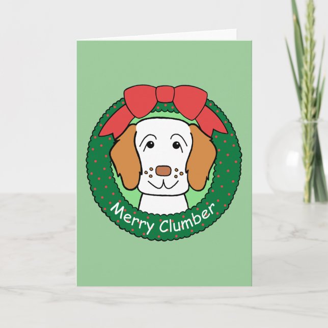 Cartão De Festividades Clumber Spaniel Natal (Frente)
