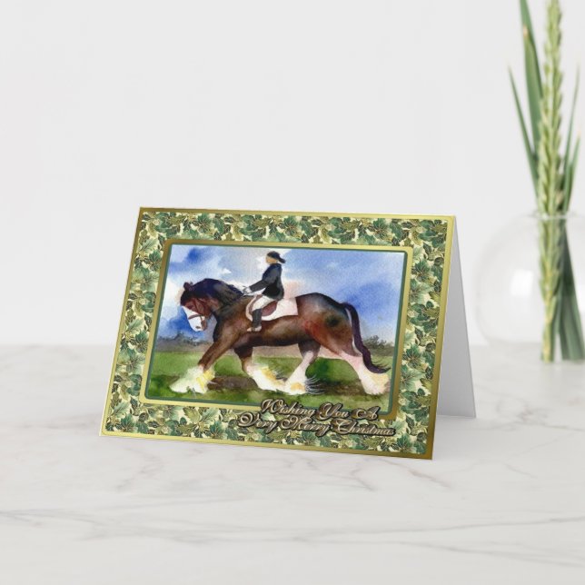 Cartão De Festividades Clydesdale Draft Horse Blank Christmas Card (Frente)