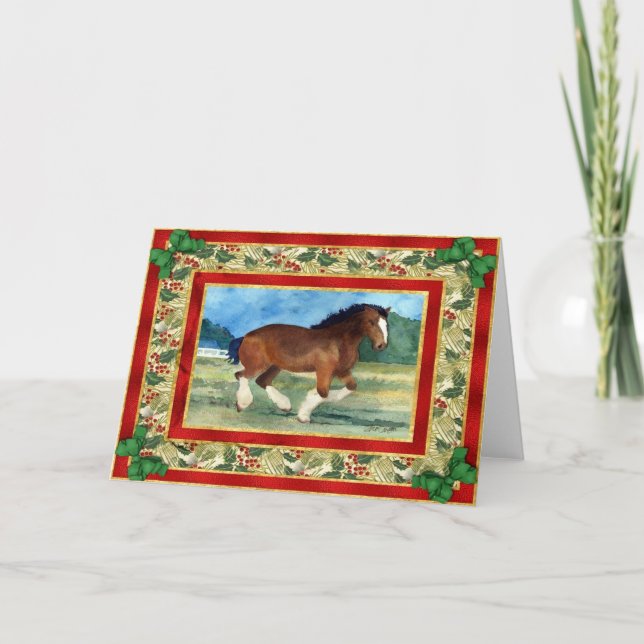 Cartão De Festividades Clydesdale Draft Horse Blank Christmas Card (Frente)