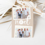 Cartão De Festividades Coastal Noel | Holiday Photo Card<br><div class="desc">Chic coastal style holiday card adds beachy flair to your Christmas greetings. Perfect for sharing vacation photos, or for families who live in coastal, tropical, warm weather or island locales, this lighthearted design features two favorite photos on a sand beige background with "noel" in the center. A sand dollar takes...</div>