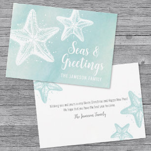 Cartão De Festividades Coaster Watercolor Beach Christmas