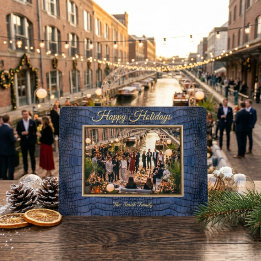 Cartão De Festividades Cobalt Blue Printed Faux Alligator Leather Photo