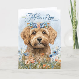 Cartão De Festividades Cockapoo Cão Flores Silvestres Dia das Mães