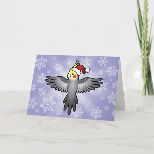 Cartão De Festividades Cockatiel de Natal (Frente)