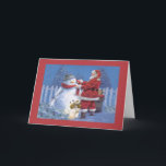 Cartão De Festividades Cocker Spaniel Christmas Card Santa Snowman2<br><div class="desc">Remembering family and friends during the holiday season is a wonderful way to keep in touch with the people you love and care about. I created these dog holiday cards with love and care and I am sure anyone who loves dogs will be delighted to receive them. You do have...</div>