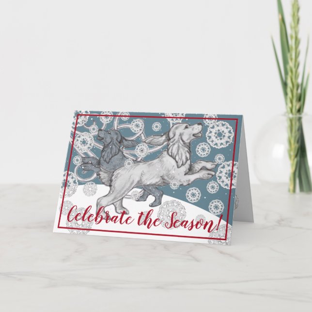 Cartão De Festividades Cocker Spaniel Dog Floco de neve Floco de inverno  (Frente)