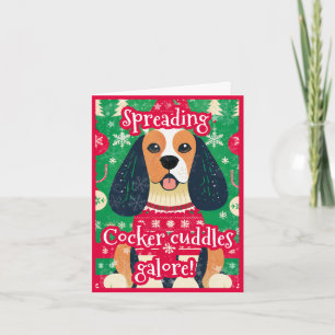 Cartão De Festividades Cocker Spaniel em Suéter Feio de Natal