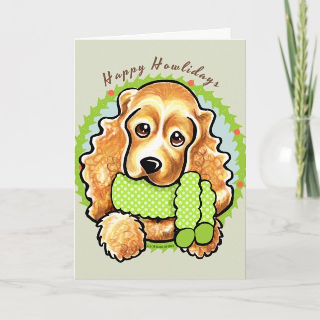 Cartão De Festividades Cocker Spaniel Feliz Natal (Frente)