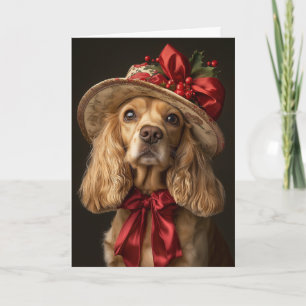 Cartão De Festividades Cocker Spaniel Natal Elegante Cão Vitoriano