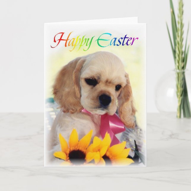 Cartão De Festividades Cocker Spaniel puppy Easter card (Frente)