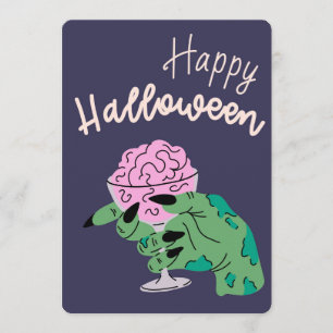 Cartão De Festividades Cocktail de Cérebro Segurado pela Mão de Zumbi - F