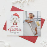Cartão De Festividades Cód. Aquarela Papais noeis Maltês Foto do Natal<br><div class="desc">Feliz Natal! Mande desejos de Natal para a família e amigos com um Cartões de foto de Natal com tema de cão. Apresenta uma ilustração aquosa de um cão maltês bonito com um chapéu de Santa e gravata de arco tartan. Personalize adicionando uma foto, um nome e outros detalhes. Este...</div>
