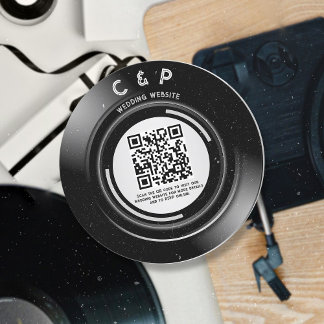 Cartão De Festividades Código QR de Casamento de Registro de Vinilo Retro