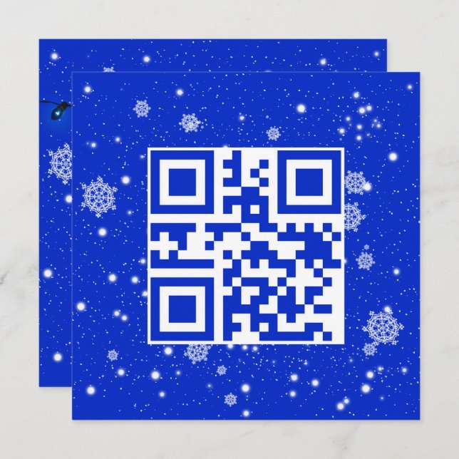 Cartão De Festividades Código QR de Feliz Natal em Flocos de Neve (Frente/Verso)