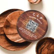 Código QR de Madeira Rústica Casamento Monograma R
