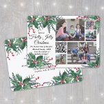 Cartão De Festividades Código QR Holly Jolly Christmas Greenery 5 Foto<br><div class="desc">Tenha um Natal sagrado, é a melhor época do ano! Este ano comemora as maravilhas alegres da tecnologia moderna com uma divertida placa interativa de colagem de fotos com código QR. Compartilhe 5 das suas fotografias favoritas, bem como uma mensagem de vídeo, música, álbum de fotografias ou outro Web site...</div>