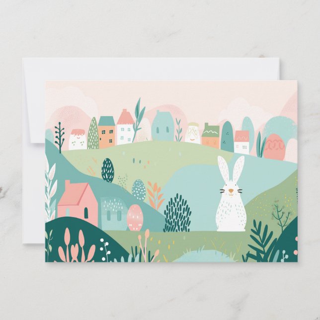 Cartão De Festividades Coelhinho Artístico do Felz pascoa Moderno (Frente)