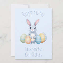 Cartão De Festividades Coelhinho Bonito Com Ovos De Páscoa Crianças De Ja