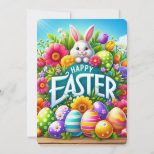 Cartão De Festividades Coelhinho bonito de primavera/Páscoa com ovo
