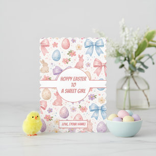 Cartão De Festividades Coelhinho Coquette Personalizado & Arco Rosa Pásco
