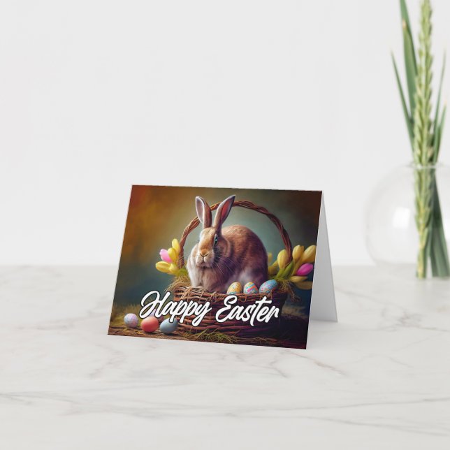 Cartão De Festividades Coelhinho de Felz pascoa bonito (Frente)