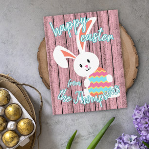 Cartão De Festividades Coelhinho de Felz pascoa Cute Personalizado com Ov