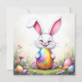 Cartão De Festividades Coelhinho De Páscoa E Ovos Brilhantes