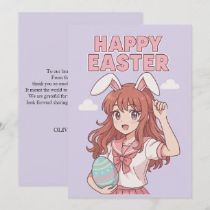 Cartão De Festividades Coelhinho de Páscoa Floral de Aquarela