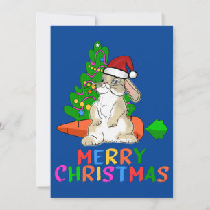 Cartão De Festividades Coelhinho Engraçado Feliz Natal Elegante