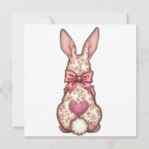 Cartão De Festividades Coelhinho Floral Cottontail Coquette Laço Coelho P