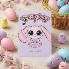 Cartão De Festividades Coelho Caveira de Páscoa Pastel Goth Fofo e Sinist