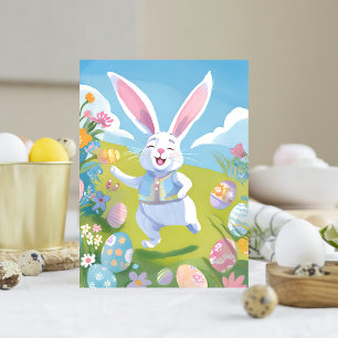 Cartão De Festividades Coelho da Páscoa   Flor Silvestre Pastel da Páscoa