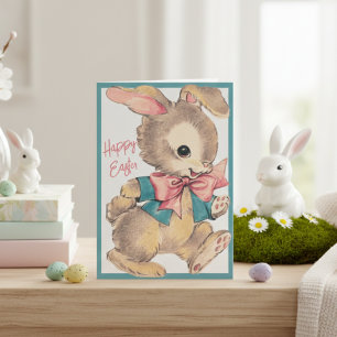 Cartão De Festividades Coelho da Páscoa Fofo Vintage Personalizado
