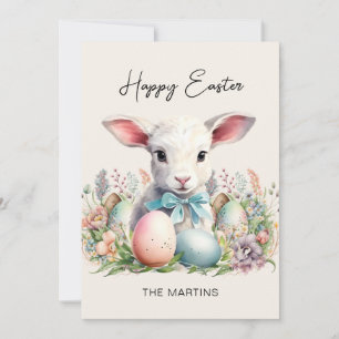 Cartão De Festividades Coelho da Páscoa Vintage Ovos Pastel