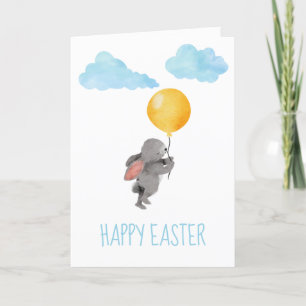 CARTÃO DE FESTIVIDADES COELHO DE AÇUCAR PÁSCOA AQUARELA