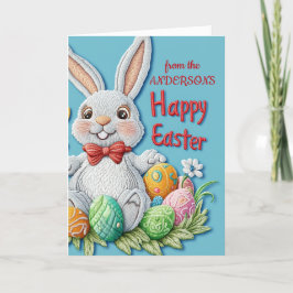 Cartão De Festividades coelho de algodão e ovos de Páscoa feliz Páscoa