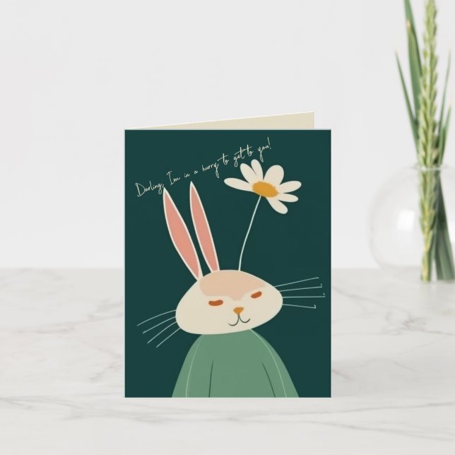 Cartão De Festividades Coelho de desenho animado, Dia dos Namorados (Frente)