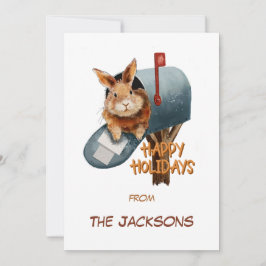 Cartão De Festividades Coelho de Feliz Férias em uma Caixa de Correio