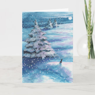Cartão De Festividades Coelho de Neve de Inverno por BiHrle Card