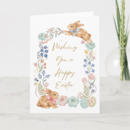 Cartão De Festividades Coelho de Páscoa Aquarela Floral