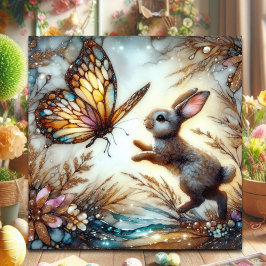 Cartão De Festividades Coelho de Vidro Colorido Páscoa Pastel de Primaver